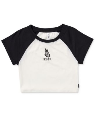 RVCA - Juniors' Logo Raglan-Sleeve Half Baby T-Shirt