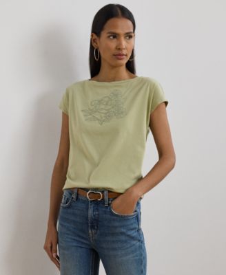 Lauren Ralph Lauren - Petite Embroidered Jersey Tee