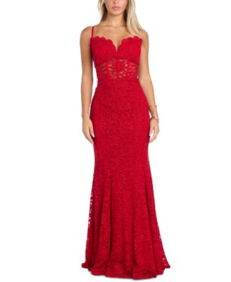 Morgan & Company - Women's Sleeveless Glitter Lace Gown