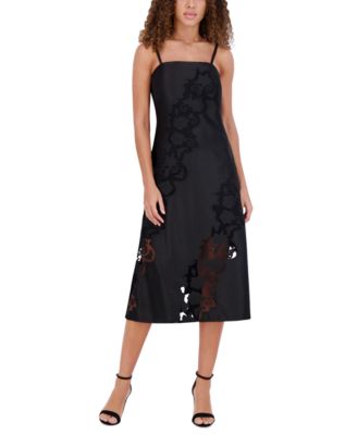 Siena - Women's Embroidered Mesh Sleeveless Midi Dress