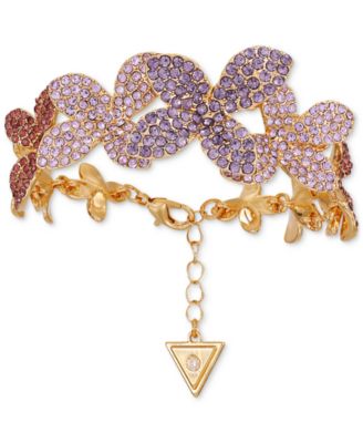 GUESS - Gold-Tone Pav&eacute; Flower Statement Bracelet