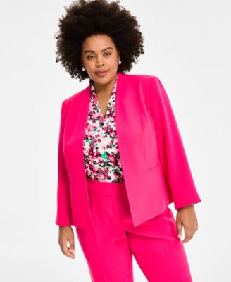 Kasper - Plus Size Kiss-Front Long-Sleeve Blazer