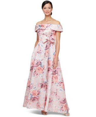 Alex Evenings - Petite Floral-Print Off-The-Shoulder Gown