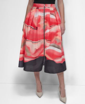 DKNY - Women's Printed Zipper-Front Midi Skirt