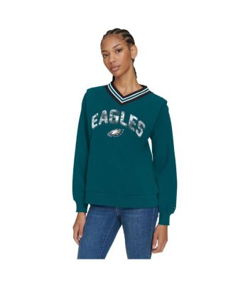 Tommy Hilfiger - Women's Midnight Green Philadelphia Eagles Alice V-Neck Pullover Sweatshirt