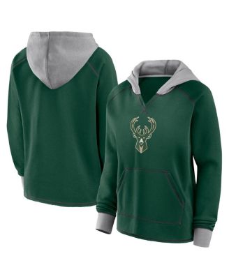 Logo Athletic - Women's Hunter Green Milwaukee Bucks Boom Pullover Hoodie