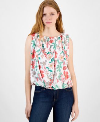 Tommy Hilfiger - Women's Floral Sleeveless Bubble-Hem Top