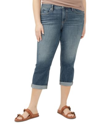Silver Jeans Co. - Plus Size Suki Curvy-Fit Cropped Denim Jeans