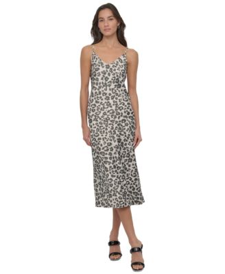 DKNY Jeans - Women's Animal-Print Washed Satin Slipdress