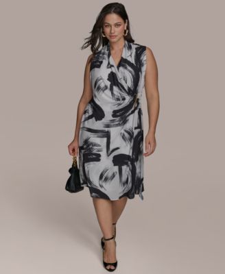 Donna Karan New York - Plus Size Faux-Wrap Hardware Dress