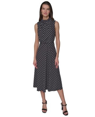 KARL LAGERFELD PARIS - Women's Printed Mock-Neck Midi Dress