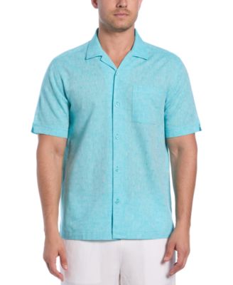 Cubavera - Men's Linen Blend Diamond Dobby Print Short Sleeve Button-Down Shirt