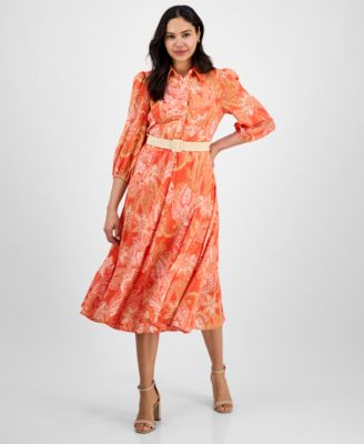 Tahari ASL - Women's Paisley Belted Fit & Flare Dress