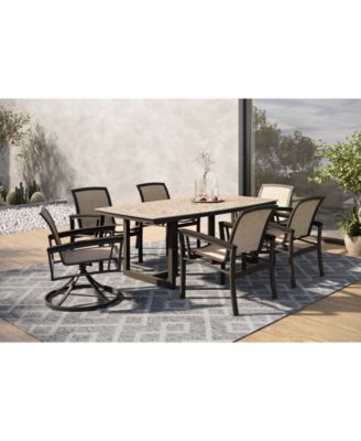 Agio - Bartow Outdoor 7-pc Dining Set (Rectangular Table, 4 Dining Chairs & 2 Swivel Chairs)