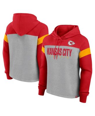 Fanatics - Women's Heather Gray/Red Kansas City Chiefs Bold Play Call Pullover Hoodie