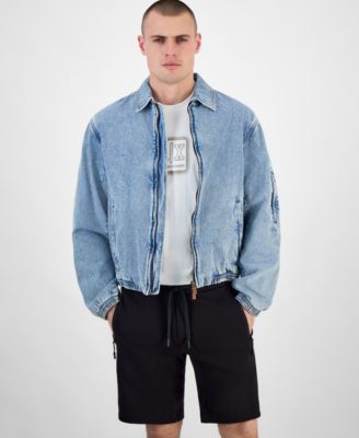 A|X Armani Exchange - Men's Full-Zip Denim Bomber Jacket