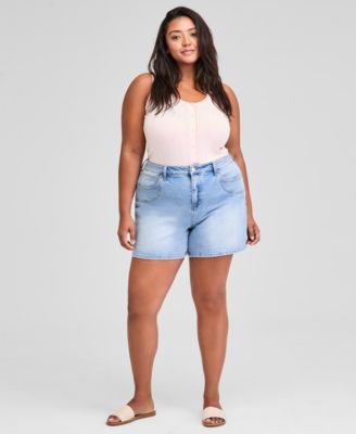 And Now This - Trendy Plus Size High Rise Denim Shorts, Exclusively at Macy's