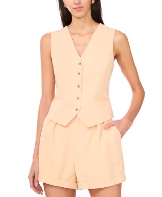 1.STATE - Women's Princess Seam Button-Front Vest