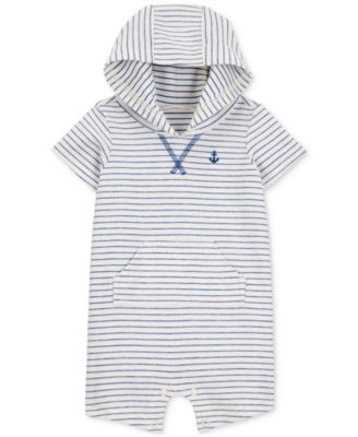 Carter's - Baby Boys Striped Hooded Cotton Romper