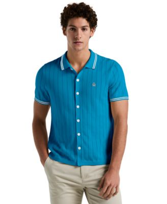 Original Penguin - Men's Slim-Fit Drop Needle Button Front Short Sleeve Sweater Polo Shirt
