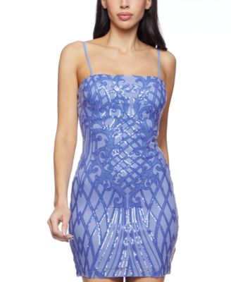 B Darlin - Women's Sequined Chiffon-Tie Bodycon Dress