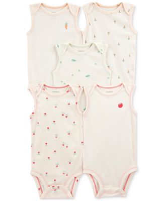 Carter's - Baby Cotton Vegetables Sleeveless Bodysuits, Pack of 5