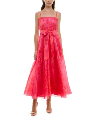 Taylor - Women's Printed Pleated Sleeveless Midi Dress