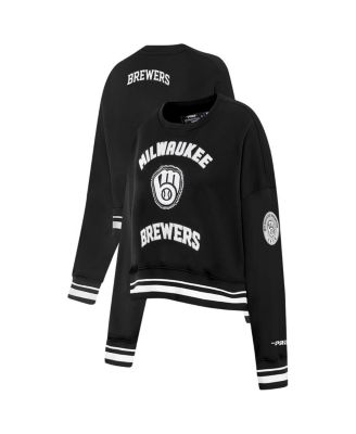 Pro Standard - Women's Black Milwaukee Brewers Cultivated-Pearl Cropped Pullover Sweatshirt