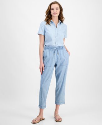 Nautica Jeans - Women's Striped Floral Jogger Pants