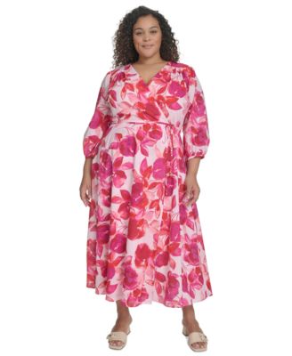 Calvin Klein - Plus Size Cotton Floral-Print Midi Dress