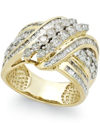 Macy's - Diamond Double-Row Center Ring (2 ct. t.w.) in 14k Gold , 14K White Gold or 14K Rose Gold