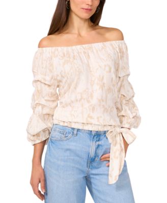 Vince Camuto - Women's Off-The-Shoulder Bubble-SLeeve Blouse