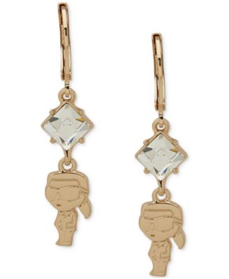 KARL LAGERFELD PARIS - Gold-Tone Crystal & Karl Double Drop Earrings