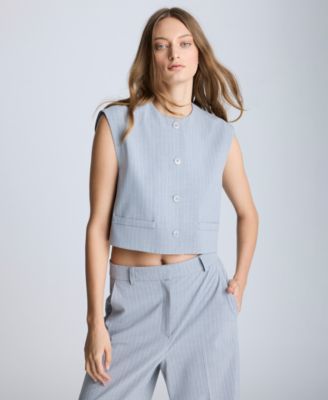 Kenneth Cole - Women's Pinstripe Four-Button Boxy Vest