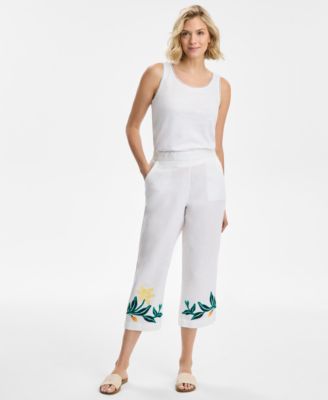 Charter Club - Women's Woven Cropped Linen Pants