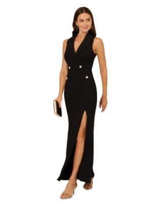 Adrianna Papell - Women's Scalloped Tuxedo Gown