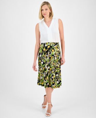 Kasper - Women's Printed Pull-On Midi Skirt
