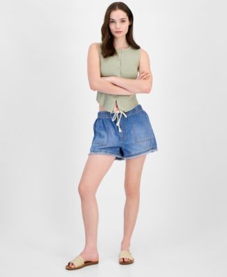 Celebrity Pink - Juniors' Pull-On Utility Chambray Shorts