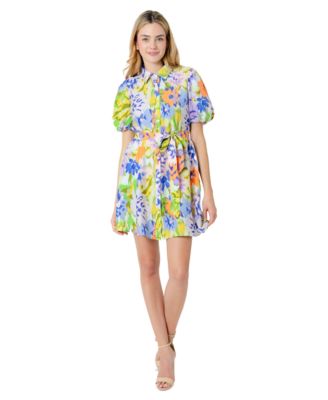 Sam Edelman - Women's Printed Puff-Sleeve Shirtdress