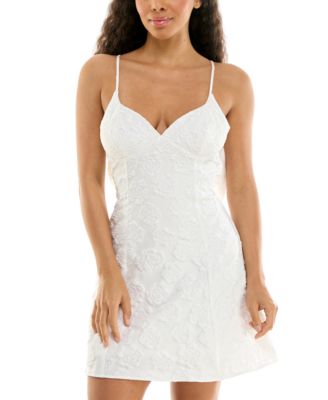 Crystal Doll - Juniors' Rosette Jacquard Bow-Back Dress
