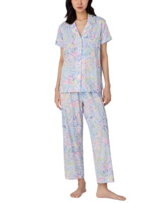 Lauren Ralph Lauren - Women's Notched-Collar Cropped Pajama Set