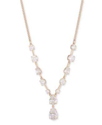 Givenchy - Gold-Tone Mixed Cubic Zirconia Lariat Necklace, 16" + 3" extender