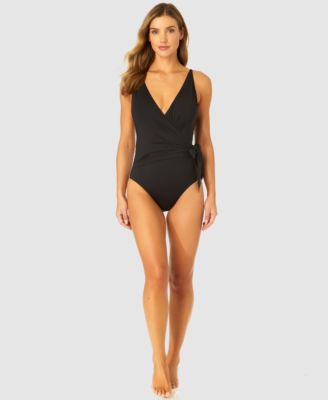 Anne Cole - Women's Solid Wrap-Tie One-Piece Swimsuit