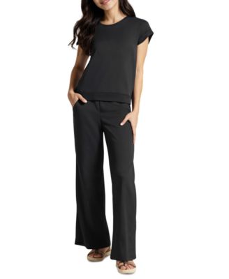 Three Dots - Women's Diana Crewneck Cap-Sleeve T-Shirt
