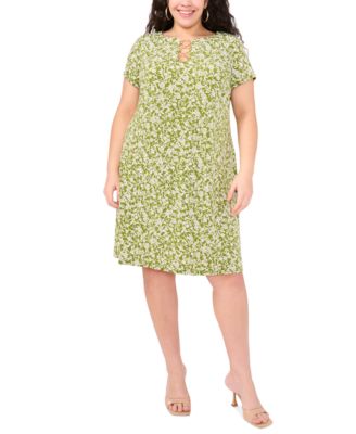 MSK - Plus Size Short-Sleeve Ring-Hardware Shift Dress