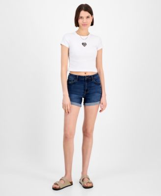 Celebrity Pink - Juniors' 4" High-Rise Curvy Denim Shorts