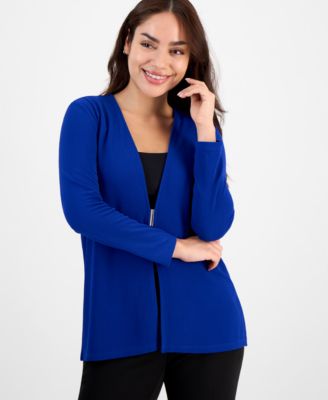 Anne Klein - Petite Long-Sleeve Buckle-Closure Cardigan