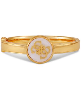 GUESS - Gold-Tone Mother-of-Pearl Logo Bangle Bracelet