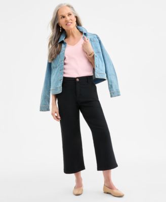 Style & Co - Petite Dobby Twill Cropped Wide-Leg Pants