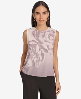 Calvin Klein - Petite Floral-Print Sleeveless Top